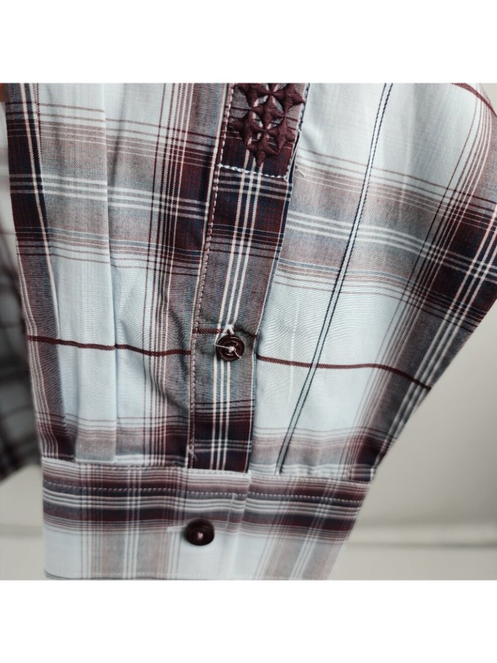 7 Diamonds Shirt Mens Large Blue Multi Plaid Tyme to Rhyme Button Up NWT - Picture 5 of 8